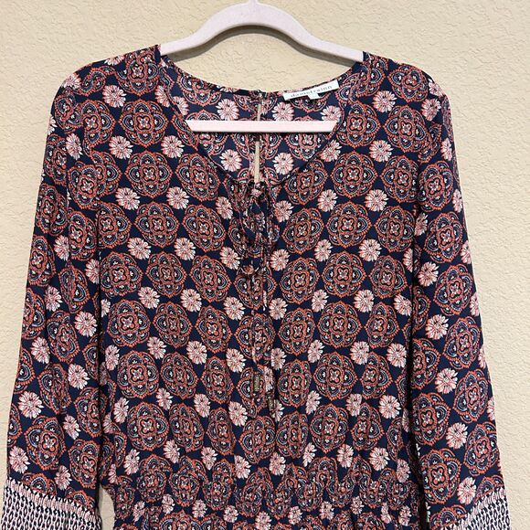 Daniel Rainn Floral Medallion Romper Womens Large Long Sleeve Multicolor Boho - Picture 5 of 9